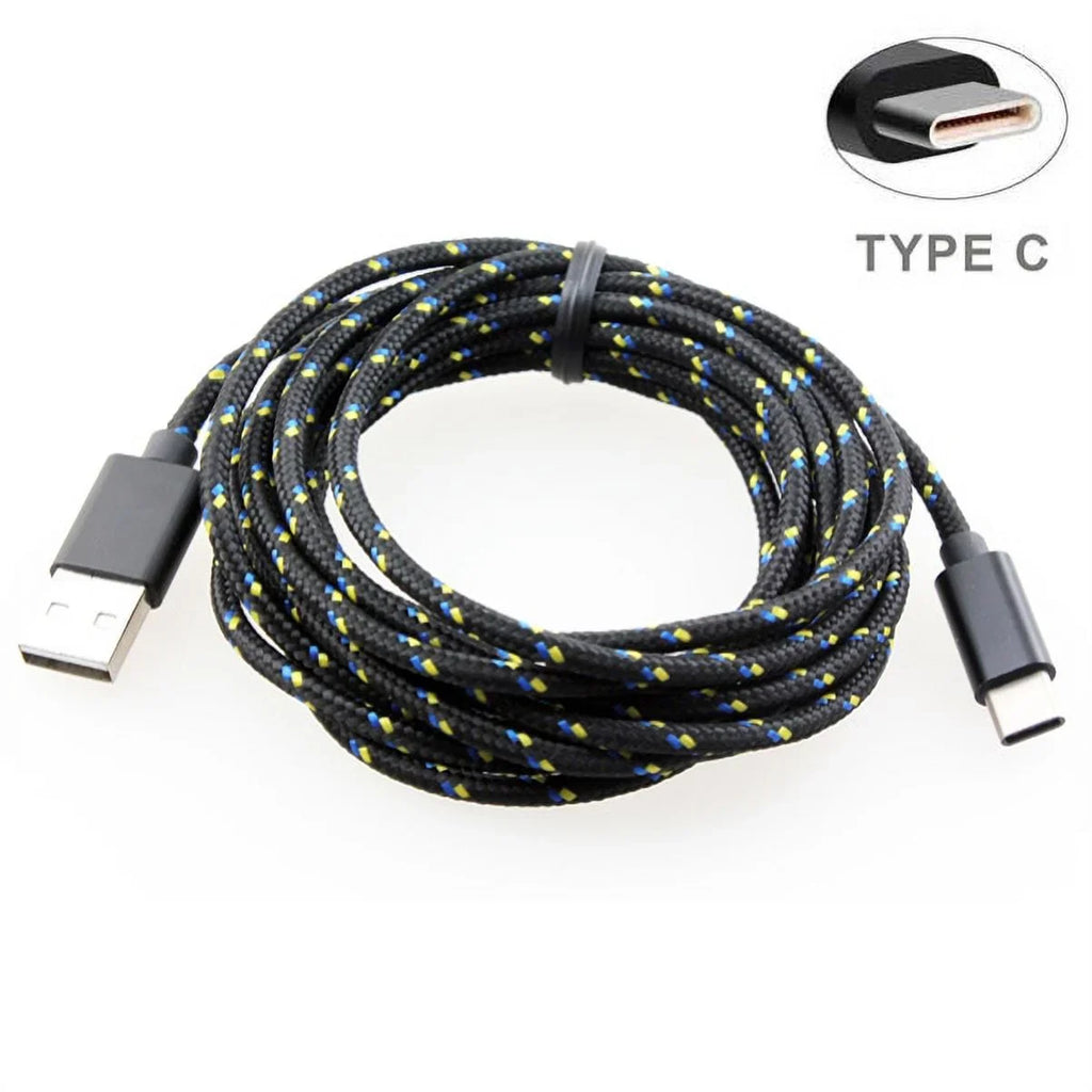 Durable Clip Belt 7 Canvas Charger Rapid for Holster 6T, Sync - Pro 5T, Razer Metal Nokia 2 Type-C Y4P Case Long OnePlus Braided Wire Phone w 10ft Rugged Plus 3.1 Cable - 6, Durable Black
