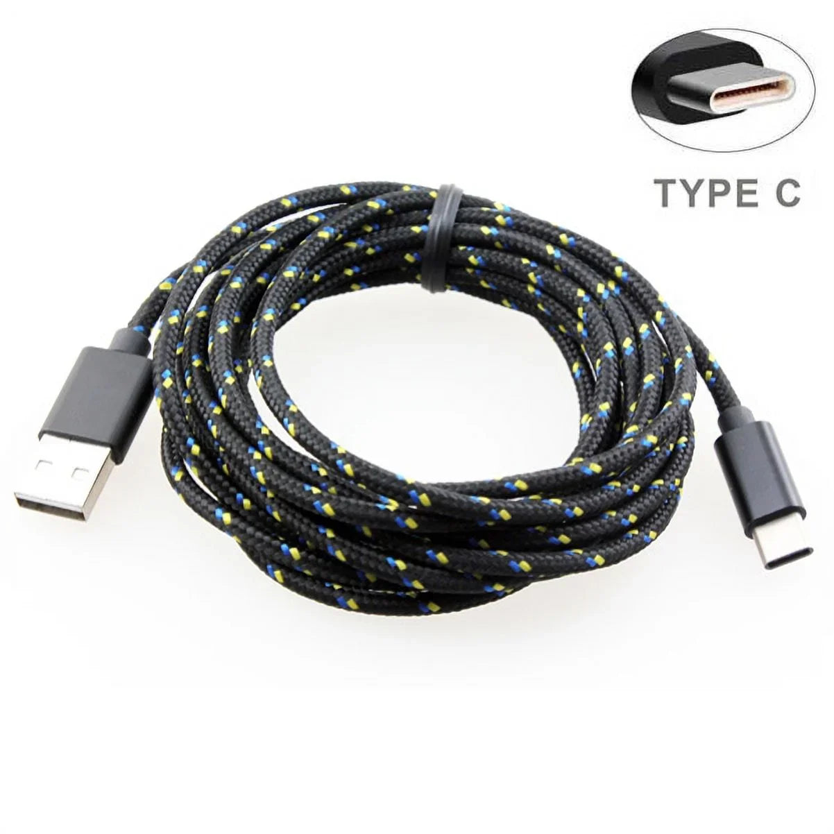 Durable Clip Belt 7 Canvas Charger Rapid for Holster 6T, Sync - Pro 5T, Razer Metal Nokia 2 Type-C Y4P Case Long OnePlus Braided Wire Phone w 10ft Rugged Plus 3.1 Cable - 6, Durable Black