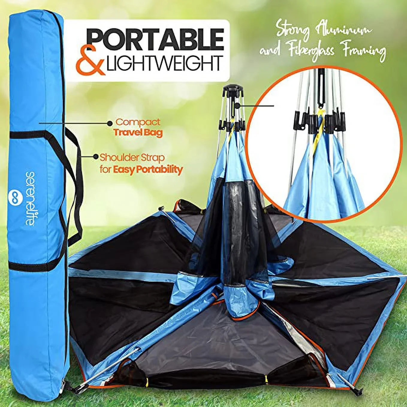 Pack Serenelife Canopy, and Baby Toddler 5 Go W/ Mattress, and On-The Panel (Blue) Playpen