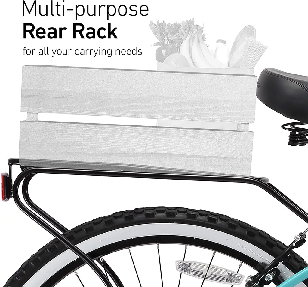 and Mint Green Block Bicycle Around Single-Speed with Cruiser Grips 26" Seat Wheels Black Beach The Women's sixthreezero