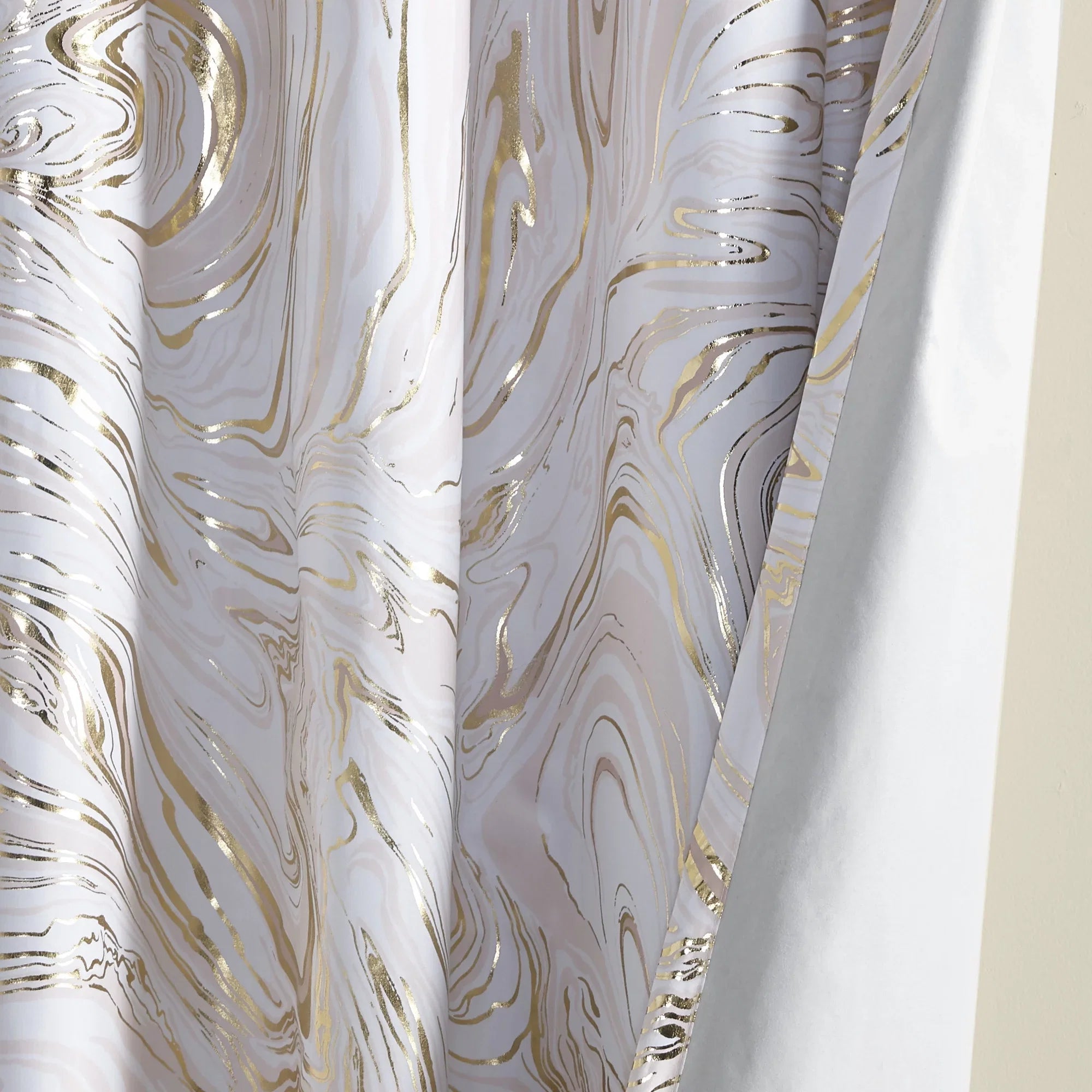Printed 50x84" Metallic Total Intelligent Grommet Blush/Gold, Blackout Top Design Marble Curtain, Rebecca