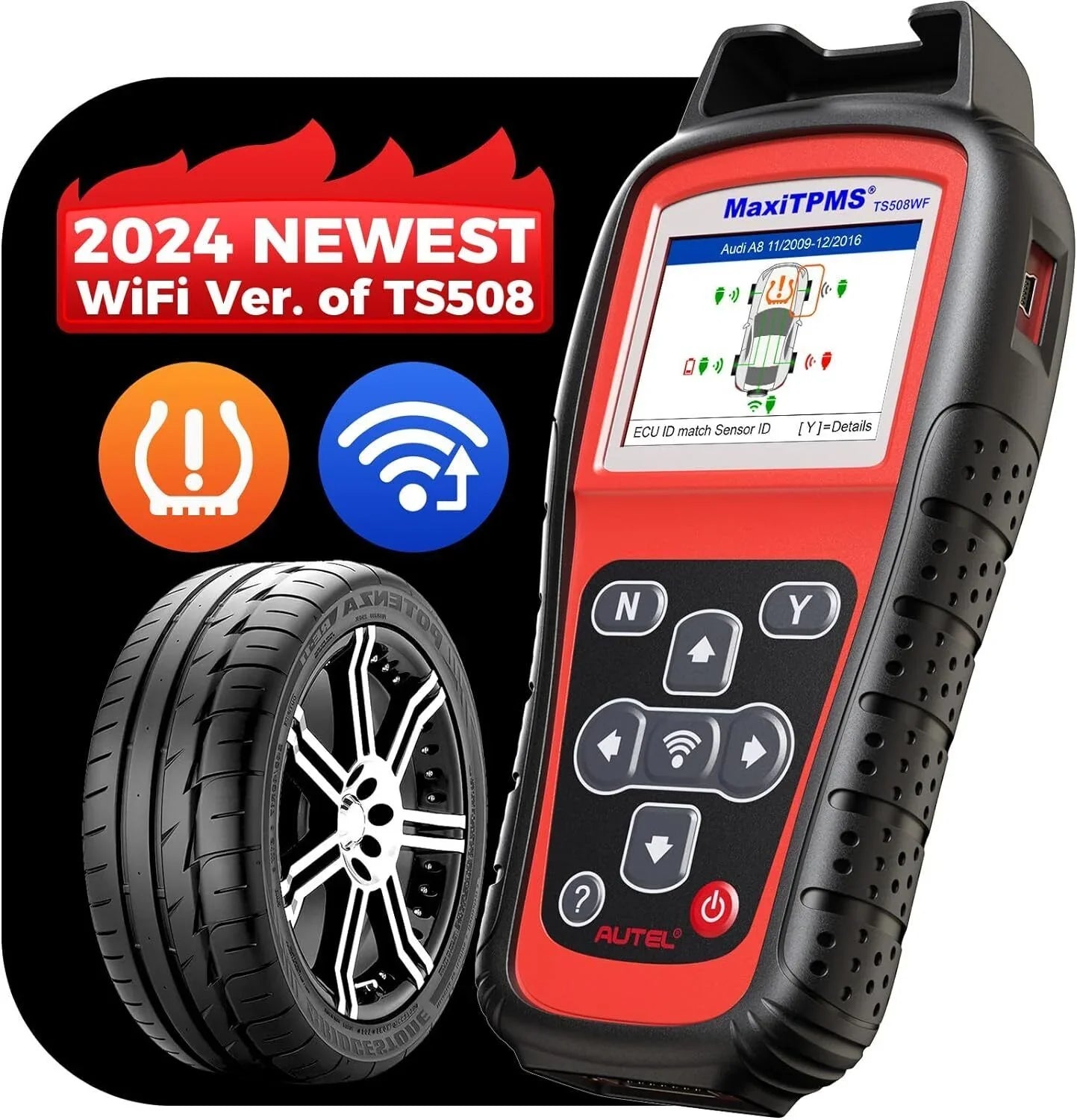 TS508 DTCs, of Read/Clear MaxiTPMS Reset TS408 Autel Upgraded TS508WF Relearn/Activate All Programming Scan Tool Sensors, Tool