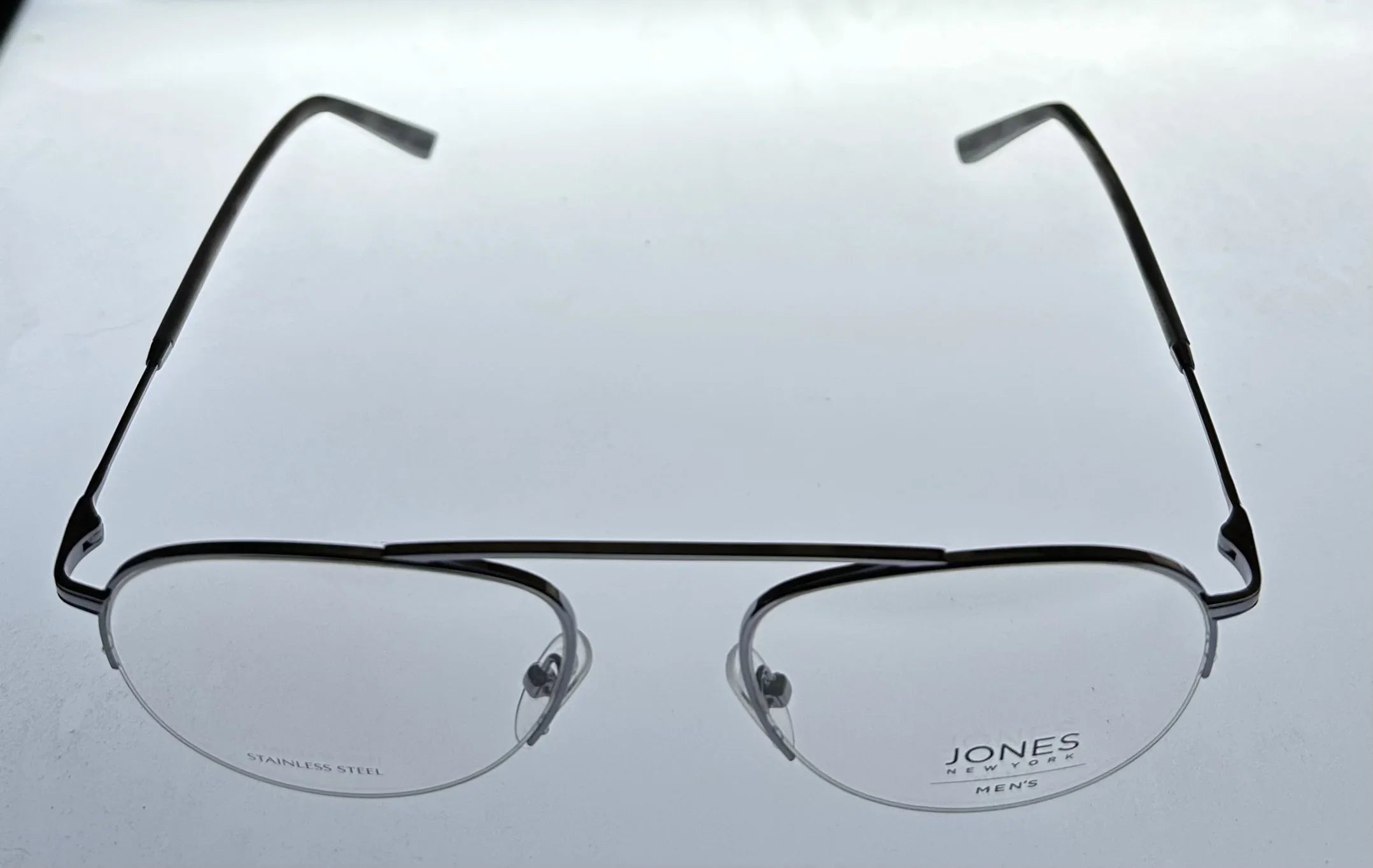 Mens 53mm New Frame. Jones J359. Rimless Aviator York Eyewear Gunmetal Metal