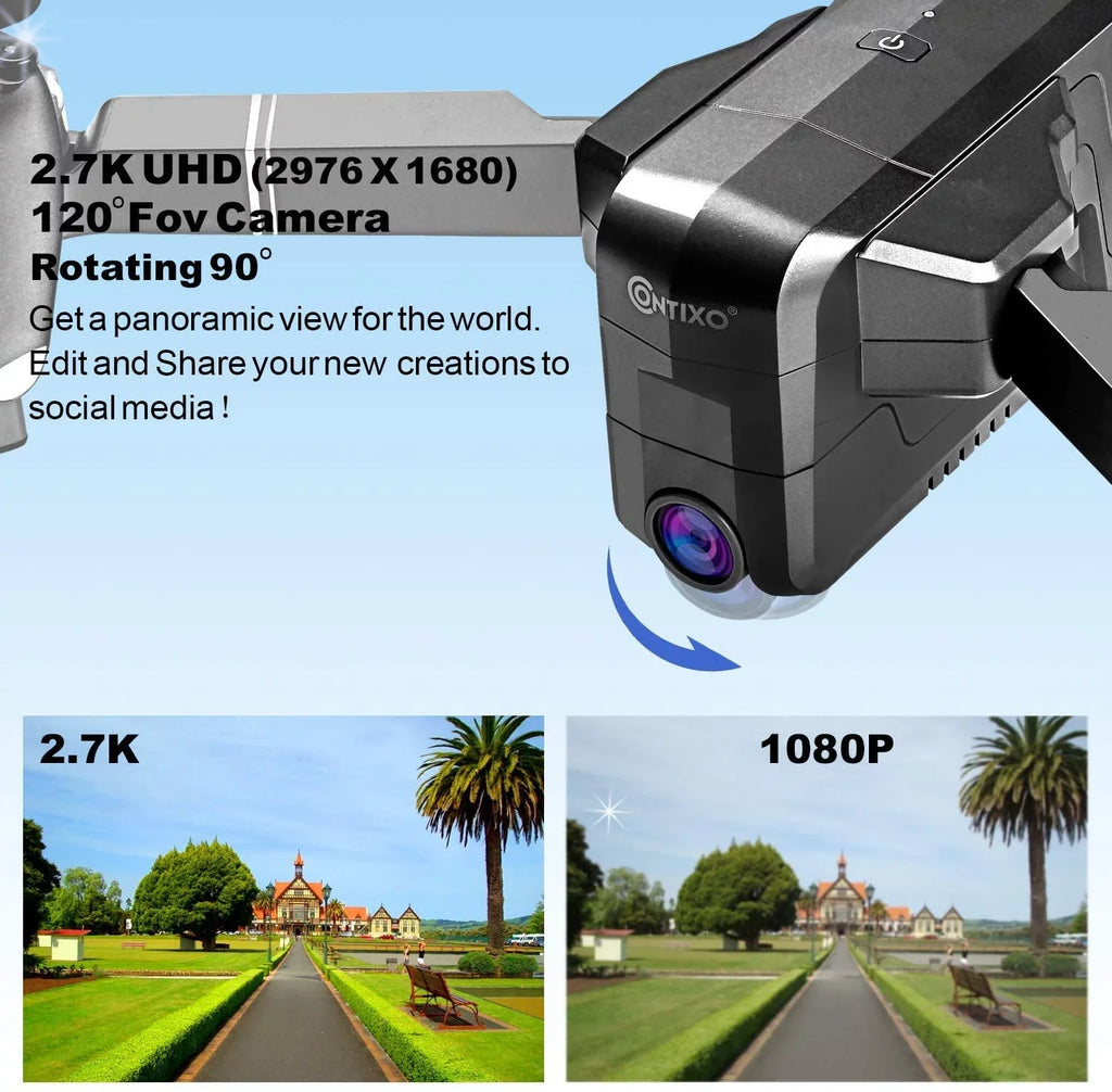 Camera , Brushless Fits Foldable Flight Minutes with Time, Waypoint Adults, 30 Carrying Pro 4K with Case with Motors, for Follow Camera Quadcopter Drone F24 Contixo Me,