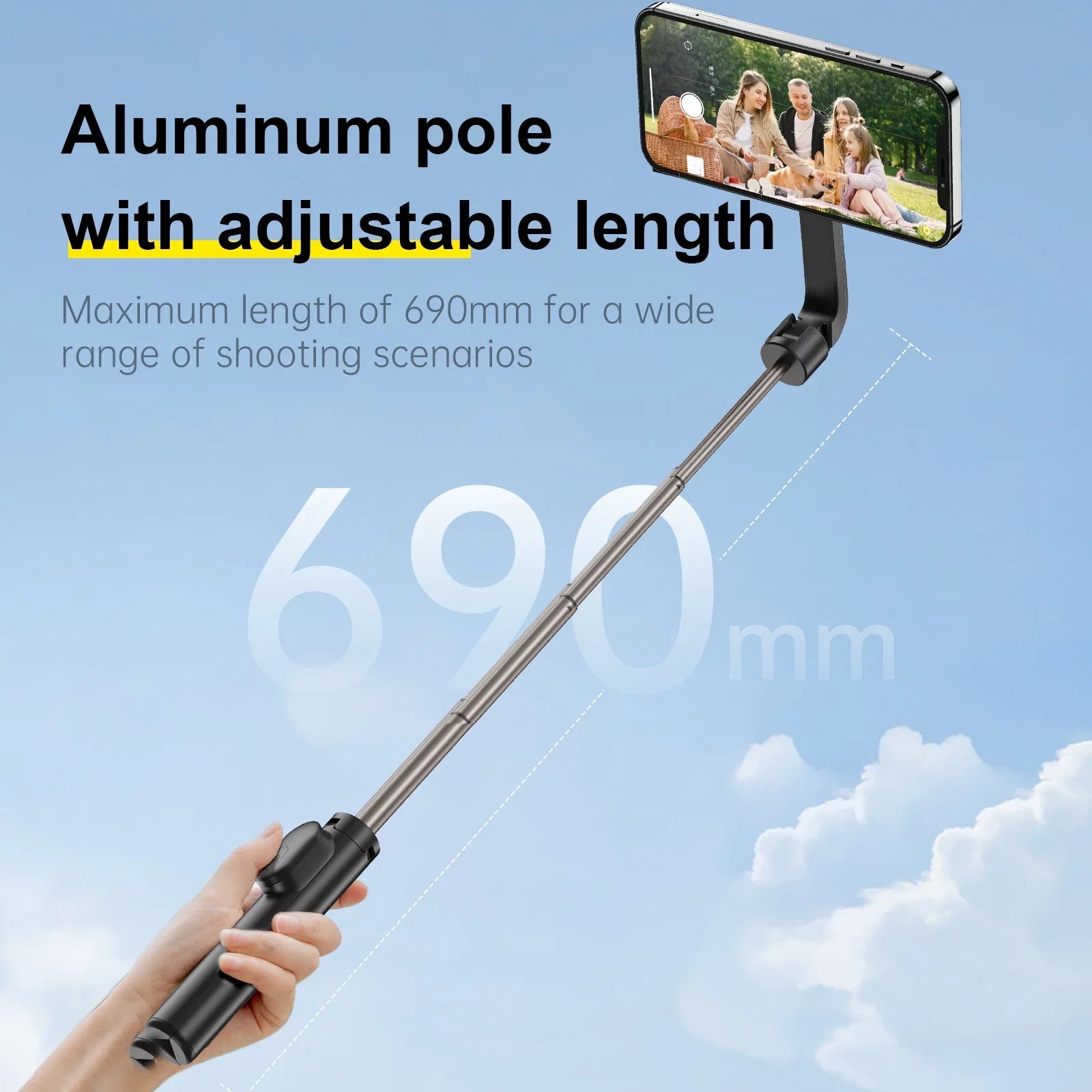 , Remote Selfie with Magnetic Tripod, for 27.1 inch Rotation Stick Control