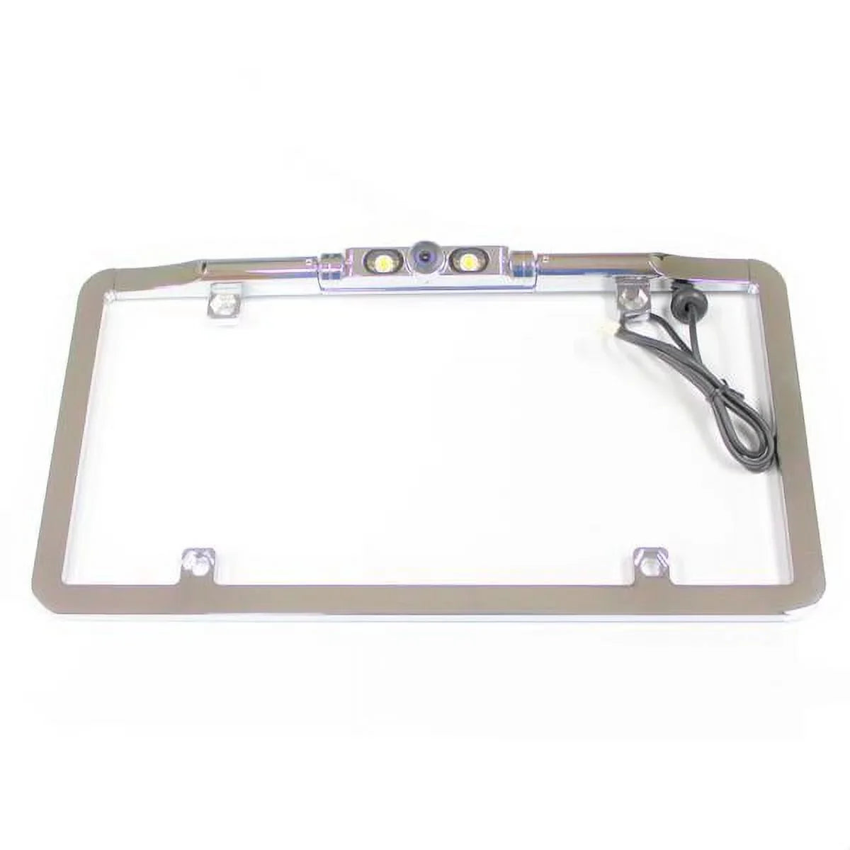 Full-Frame Active Lines - (Chrome) Parking Lights LED with Ultra BOYO Backup Slim Plate License Camera and VTL275LTJ