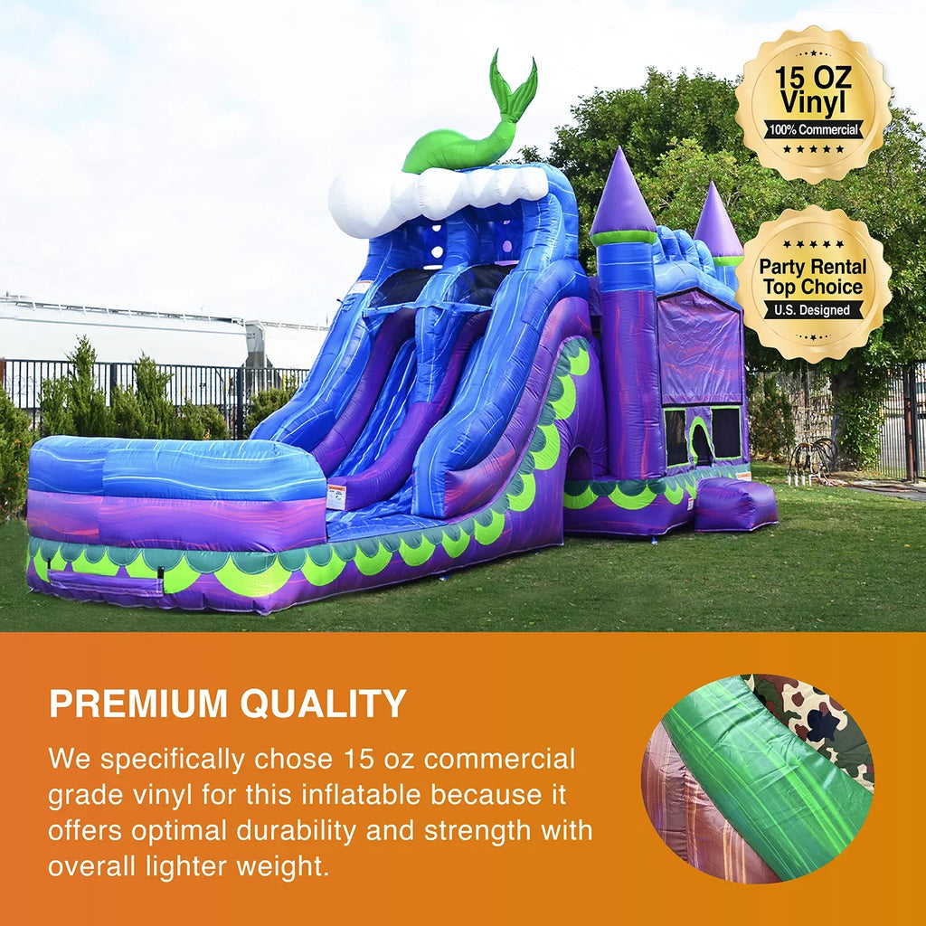 Slide Inflatable House for JumpOrange Mermaid and Bounce Pool Adults Titan Grade and exterior with Commercial with Lane Kids Blower Dual