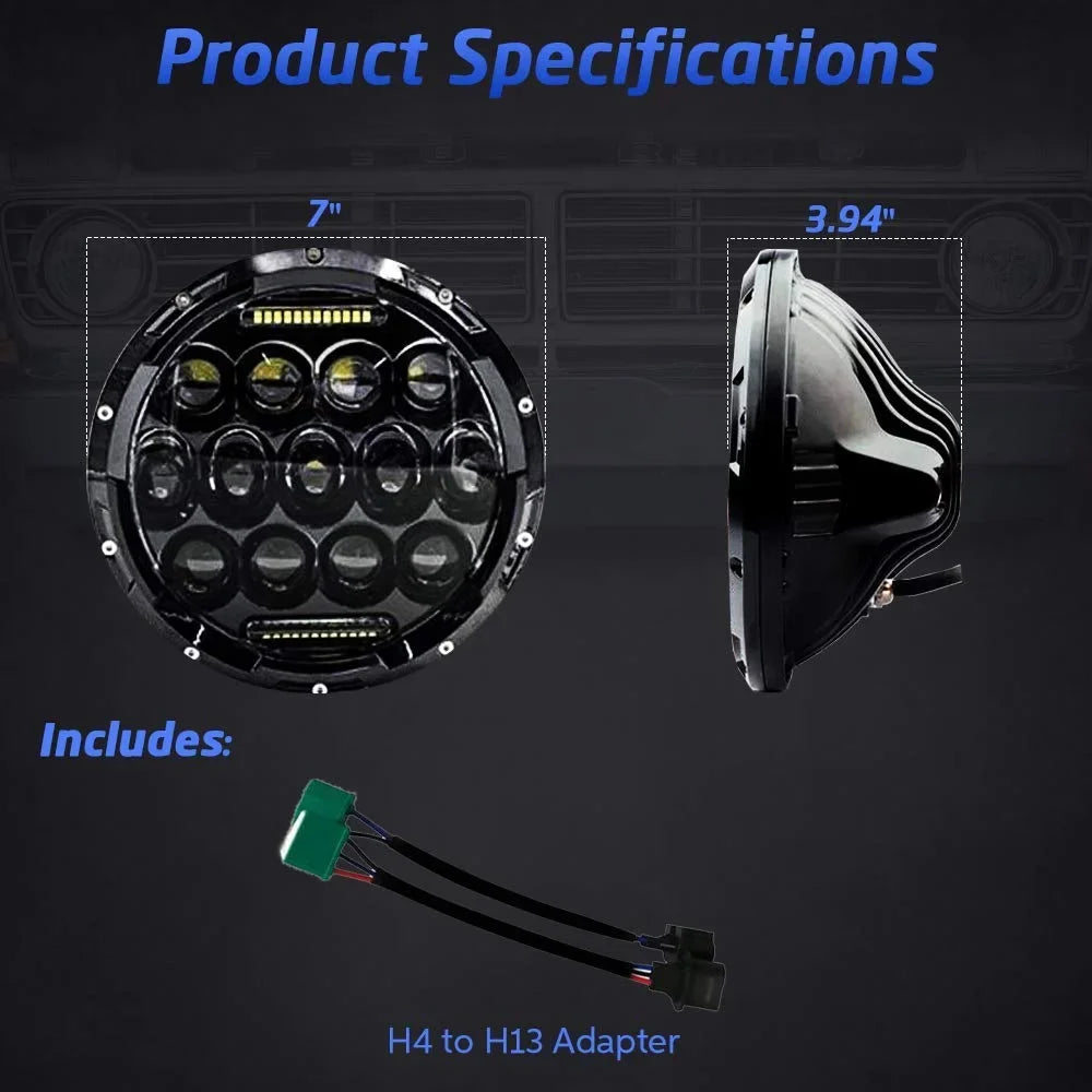 Jeep Eyes Hi/Lo Halo H6014 with for Headlights 2PCS 7 H6017 Wrangler H6024 Angel Inch H6015 Beam