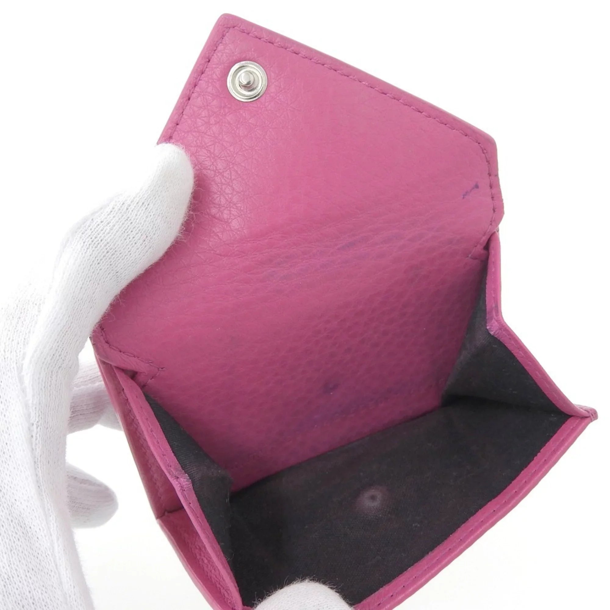 tri-fold wallet hook (Good) Balenciaga with mini paper pink Pre-Owned leather 391446