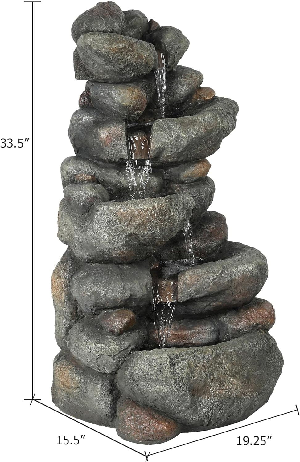 Fountain Moisturefall Floor Layer Fountain Stacked Outdoor Courtyard Garden 4 Cascading Resin For Fountain, Decorative Rock Backyard