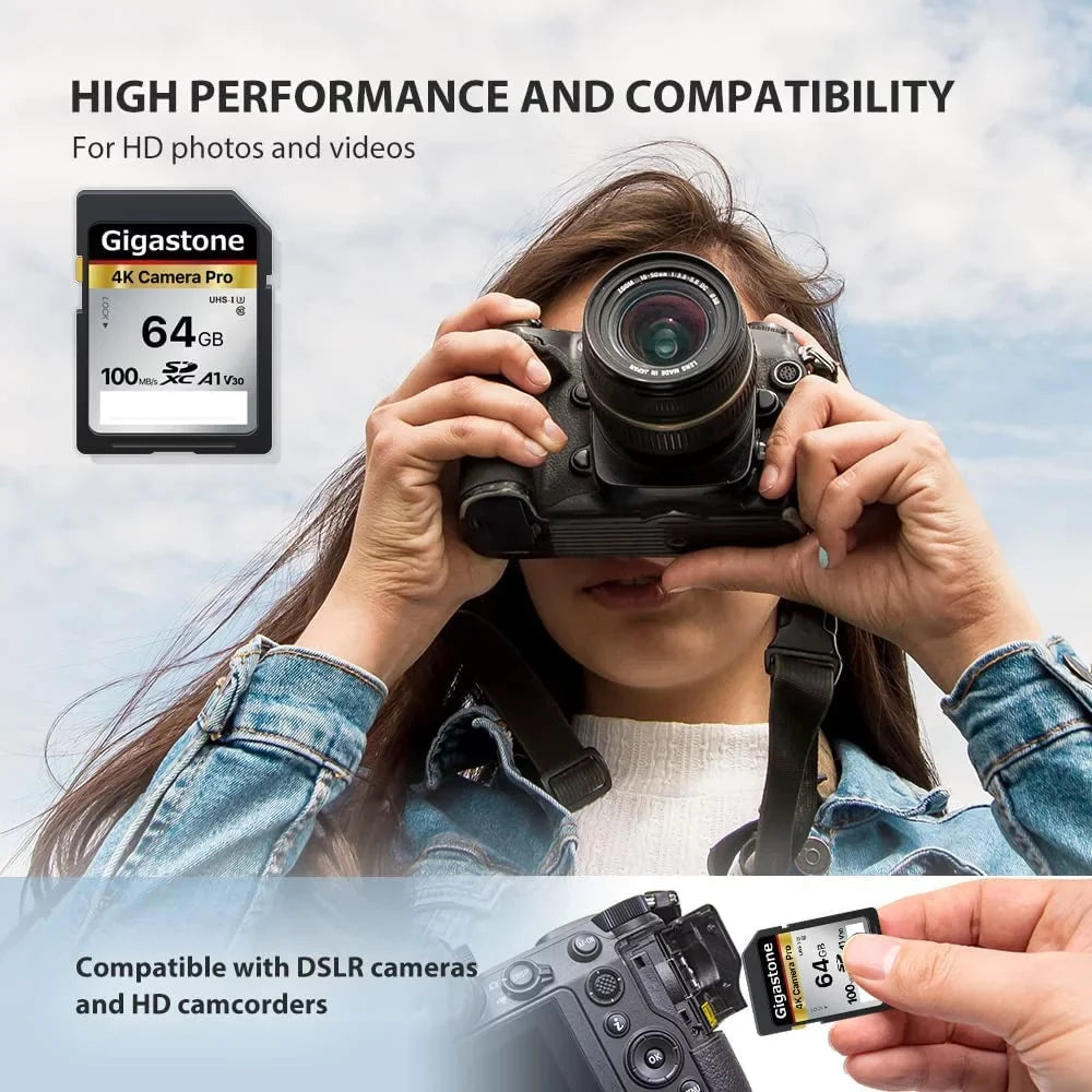 Mini 64GB Kodak Pentax Card Ultra Canon V30 Video Fits 5 Olympus Panasonic 4K Cases---64GB-2-5PK-B Sony with Gigastone Speed Digital Camera, High Nikon 5-Pack with Memory Card