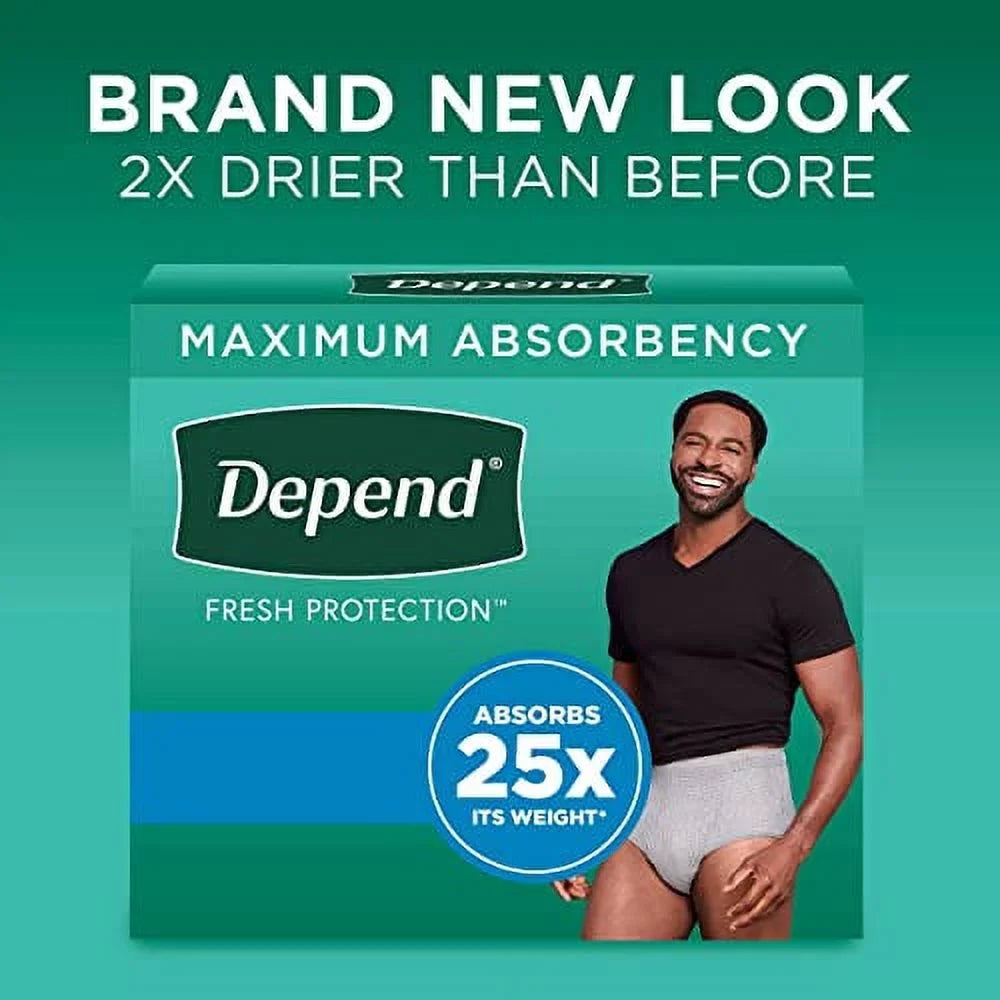 Depend Depend (Formerly Underwear Fit-Flex), Disposable, Men 26 Protection Maximum, Count, Packaging Grey, May Adult Incontinence for Fresh Extra-Large, Vary