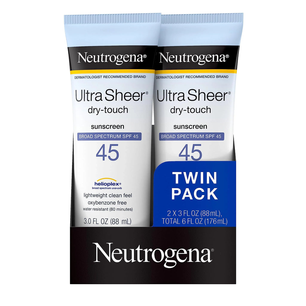 Sunscreen Ultra And Non-Greasy 45, liquid Spectrum Of 3 Sheer With Fl. Broad Neutrogena Lotion Spf Oz, 2) (Pack Dry-Touch Resistant