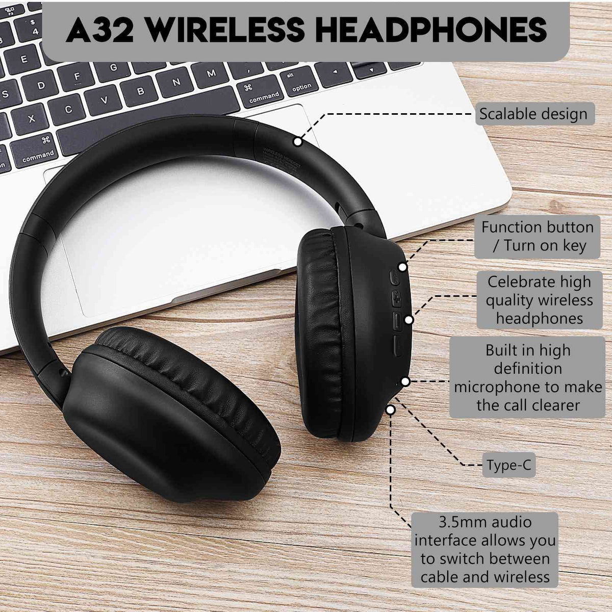 OnePlus Comfort Over High Wireless Resolution UX35 Phone 3T UrbanX with Bluetooth Headphones Deep The for Bass, Support Mic Superior Earphones Ear Stereo Call with Audio,