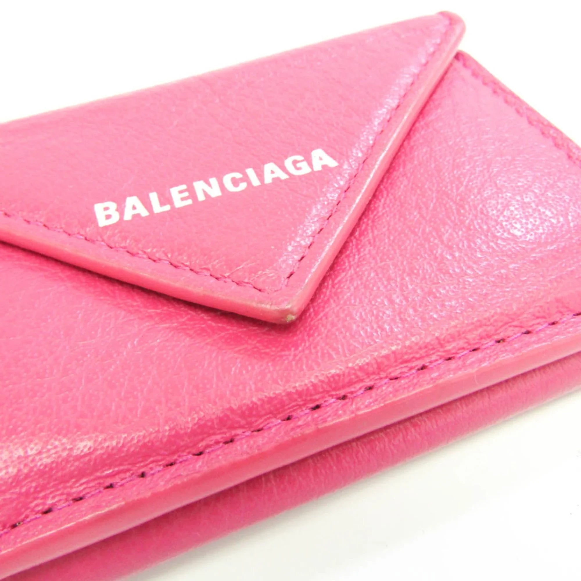 Wallet Women's (Good) Balenciaga Pink Papier Pre-Owned Leather (tri-fold) Mini 391446