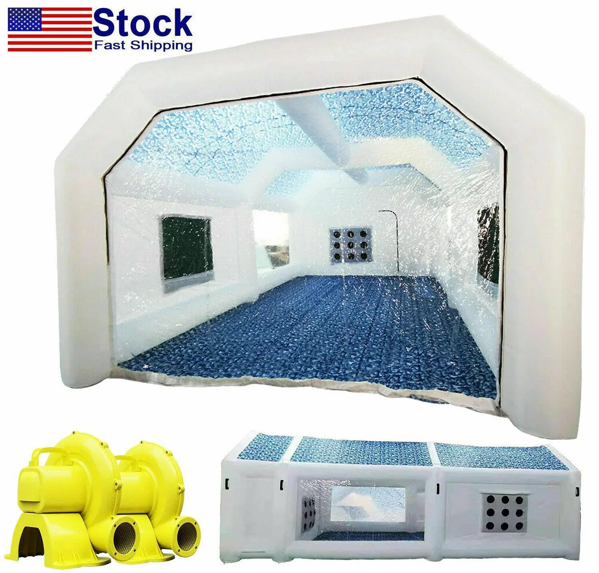 With Garage w/Blowers 2 Painting for WGIA Car Inflatable 28x15x10Ft Paint Booth Tent Car Blowers