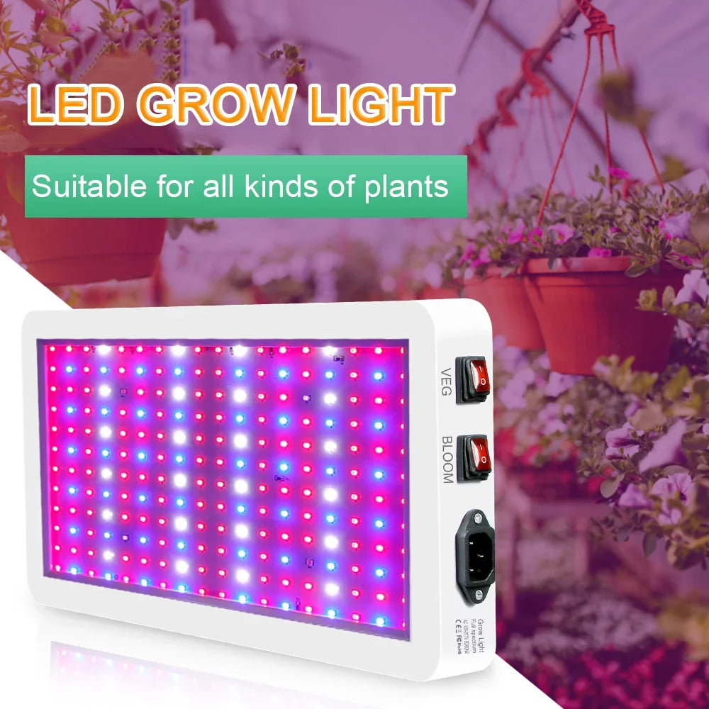 Hanging Growing Plant LEDs 312 Flowers Lamps IP65 Grow Switch Plants 2000W for Bloom Greenhouse Veg Waterproof Indoor Spectrum and Full for Seedlings Gecheer Dual