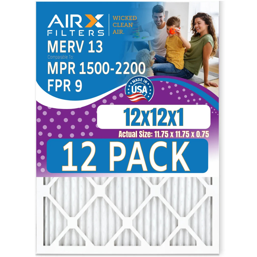 Rating, 12 & - by to CLEAN 9 Pack Comparable in MPR AIR. USA of FILTERS Made Filters WICKED Air Filter FPR 12x12x1 Furnace 13 AIRX 1500 - MERV 2200