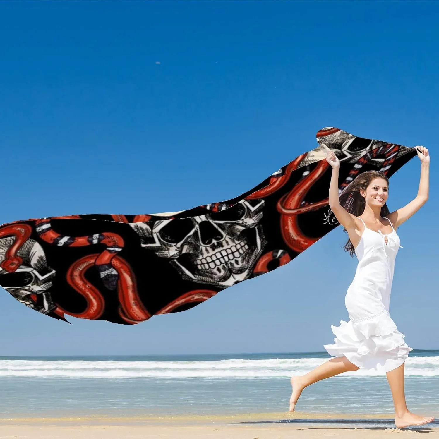 Skulls Hyjoy Long Scarves Scarf Shawl Lightweight for Women Girls Wrap Red Snakes Neck And Silk