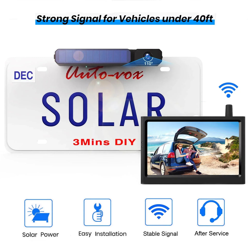 Solar for Reverse Camera Camera, Monitor Digital Highway Backup Observations Trailer RV with System View Camera Auto-Vox Travel Rear CamperVans,Trucks Wireless
