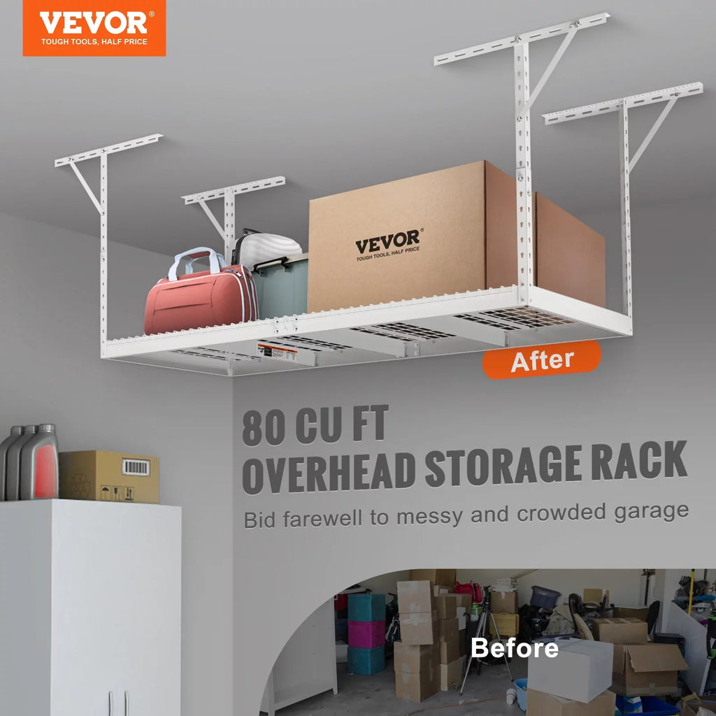 VEVOR Ceiling Rack 36x96in Rack Adjustable White Garage 600lbs Storage Overhead