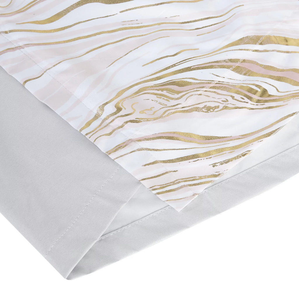 Printed 50x84" Metallic Total Intelligent Grommet Blush/Gold, Blackout Top Design Marble Curtain, Rebecca