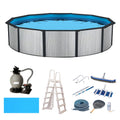 with Round Blue Top Pool 8-in Wave Rail Deep 18-ft Package Savannah Hybrid 52-in