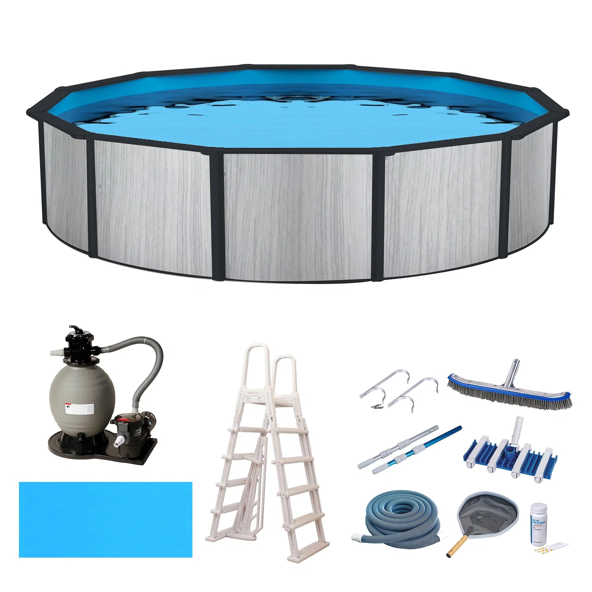 with Round Blue Top Pool 8-in Wave Rail Deep 18-ft Package Savannah Hybrid 52-in