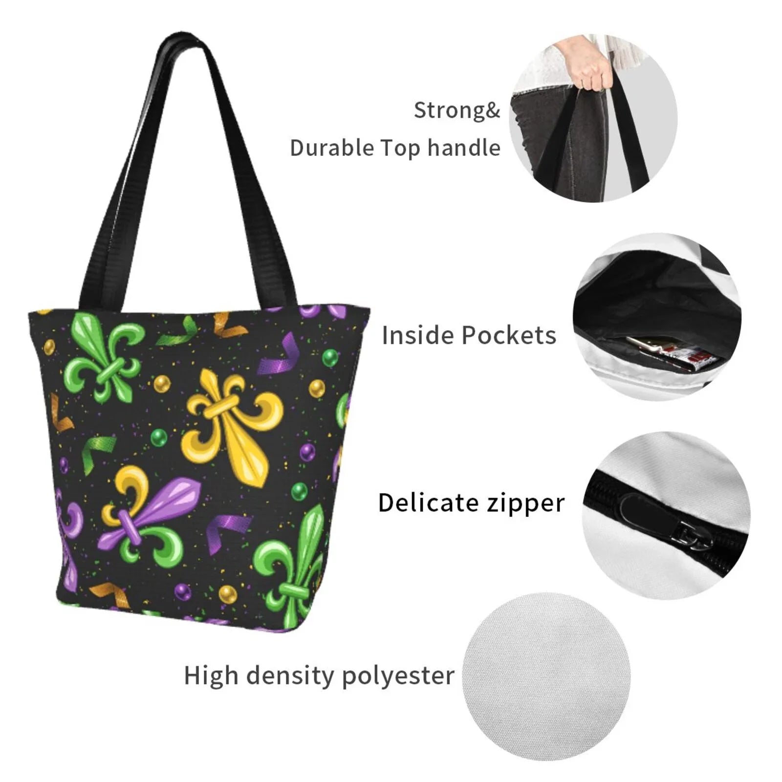 Bag Lukts Capacity Women'S Hobos Bag,Shoulder Large Carnival4 Gras Tote Handbags Bag Mardi Shopping