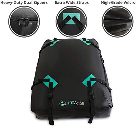 | Car Heavy ft. SUV Top California Camping, Dry Roof Rooftop Luggage & Cargo Carrier Duty Cubic in Cargo WAGEE W 100% Trips, - Road Roof Bag Storage Waterproof Straps, Travel Designed Carrier 15