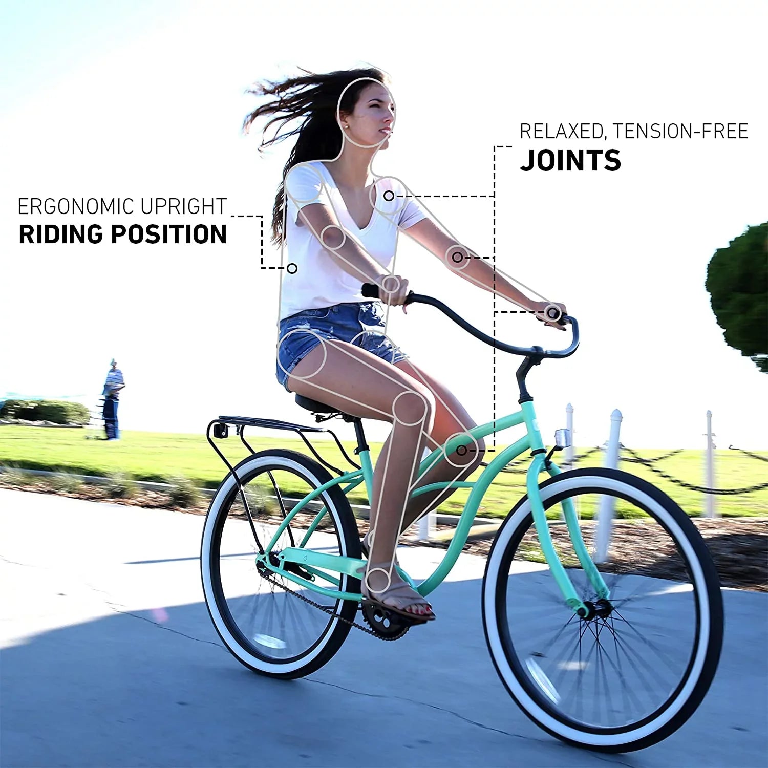 and Mint Green Block Bicycle Around Single-Speed with Cruiser Grips 26" Seat Wheels Black Beach The Women's sixthreezero