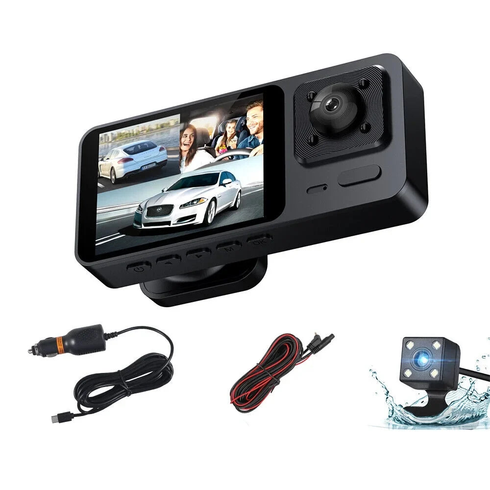 1080P Lens Car Dash Lens Camera 3 Video Cam G-sensor Dual Recorder Front/Rear/Inside