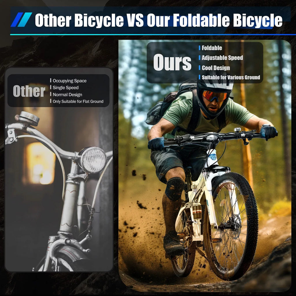 Disc Brake Mountain Speed Dual School 26" Bicycle Folding 21 Men Bikes Bike