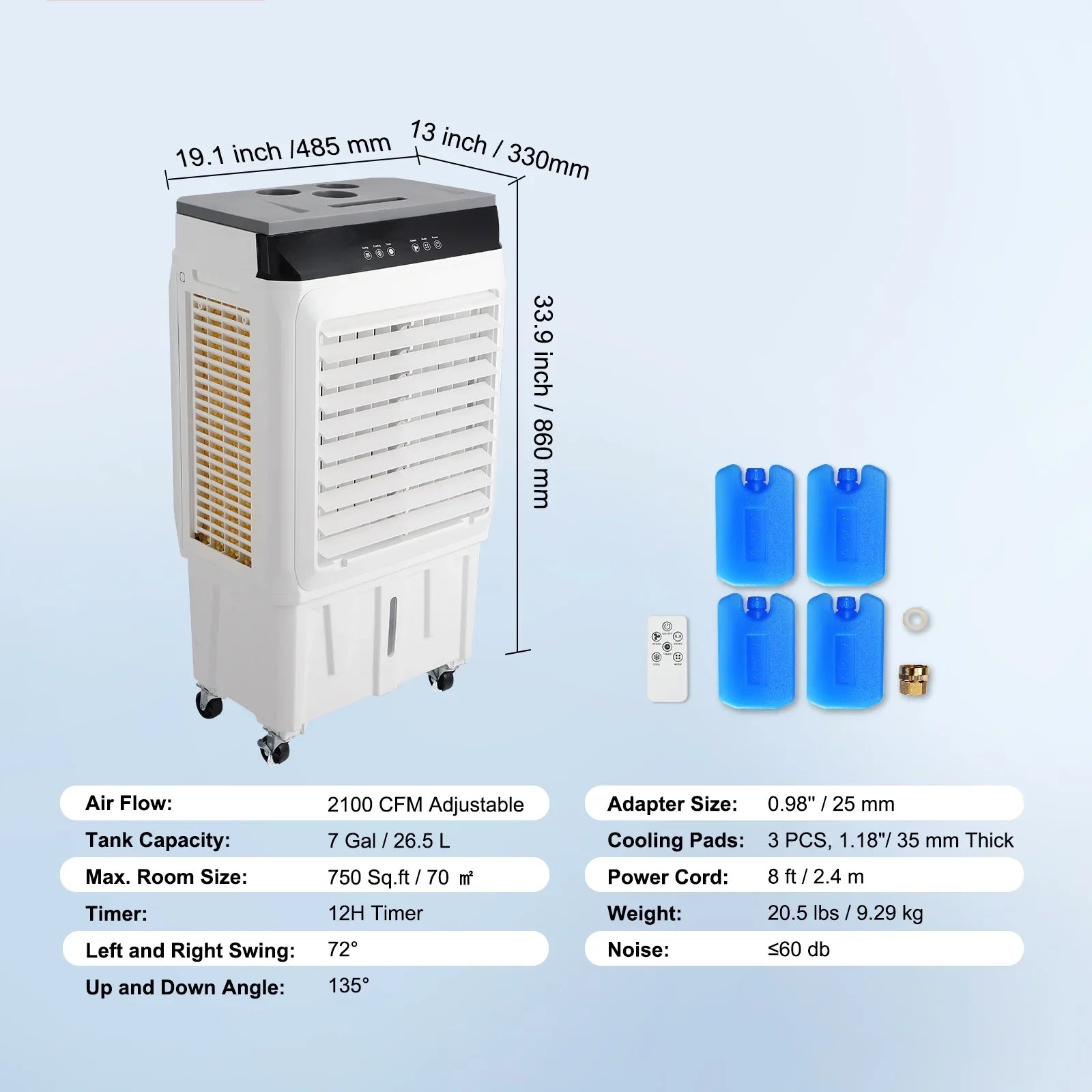 Humidifier Cooler Timer 7 Swamp Gal Evaporative 2100 3-in-1 Air Cooler 12h