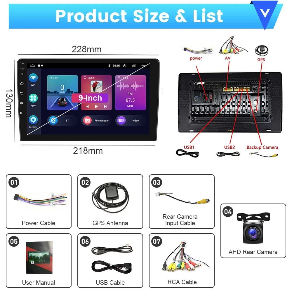 Bluetooth Camera Escape/ AHD GPS Backup Android Kuga/Mazda Wireless Touchscreen FM Tribu WIFI Android 2007-2012 Stereo Car 13 Radio Link Hifi, Podofo Carplay 9'' Mirror 2+64G for Auto
