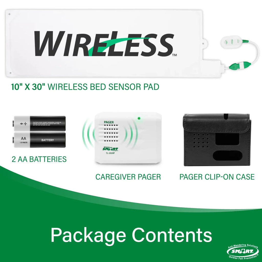 300' | Bed and Caregiver with with Up Fall Pager for Pad Caregiver Pad Alarm for Prevention 30" Medical Cordless Alerts Bed Weight Bed to System 10" x Sensor Alarm Smart Alarm Range | Wireless