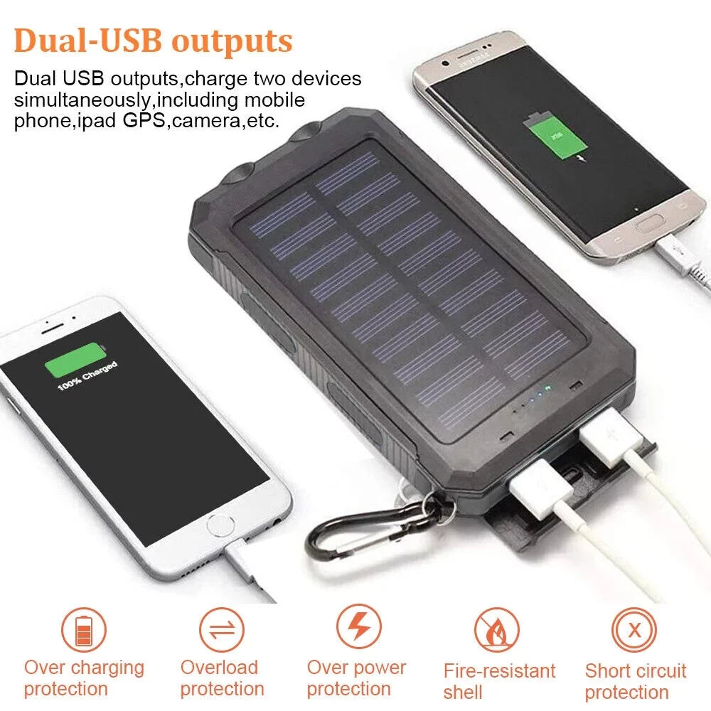 Cell Bank Charger Solar For Black Portable Phone Power 90000000mAh Super