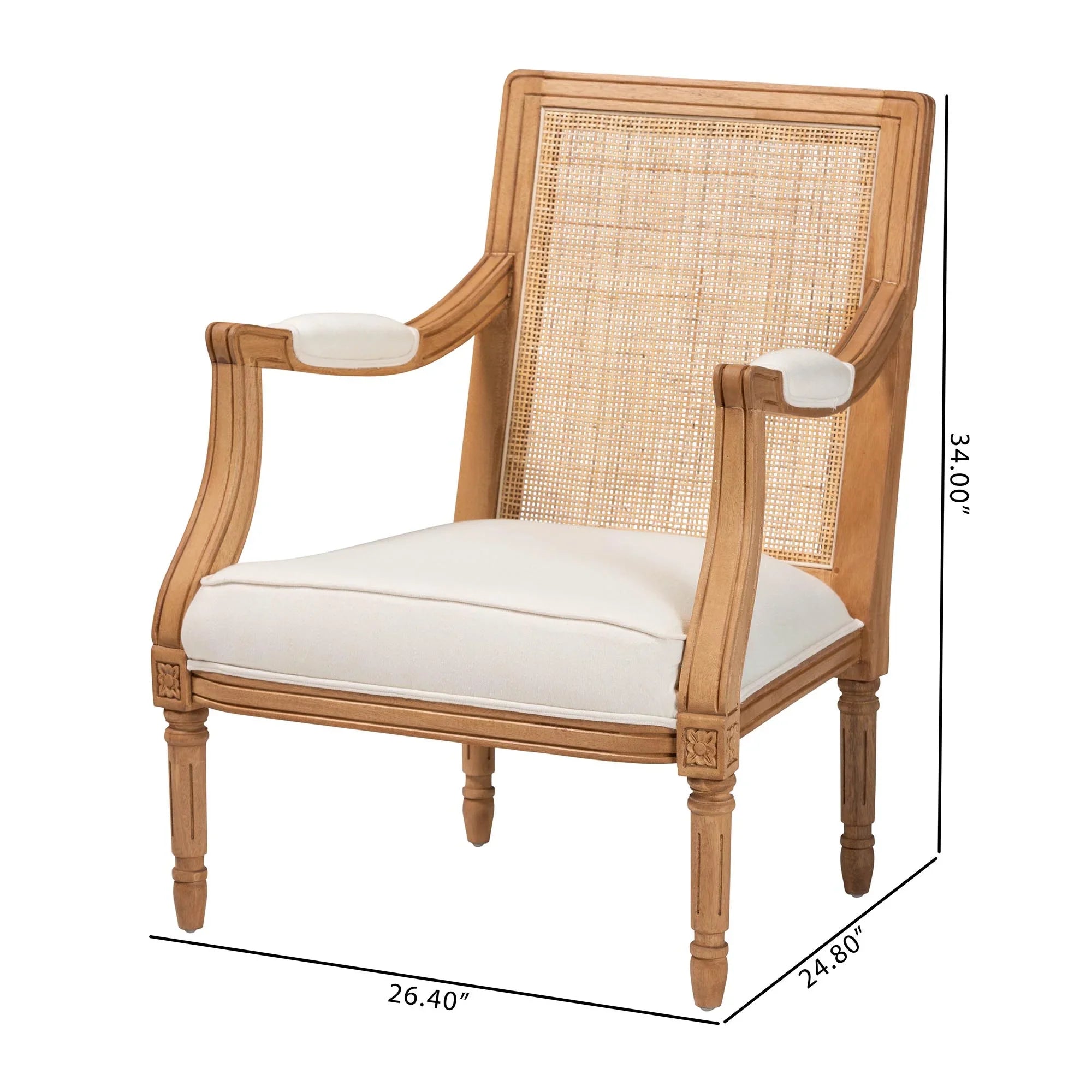 Studio Fabric and Baxton Honey Wood Finished Chair Garridan French Oak Accent Beige Traditional