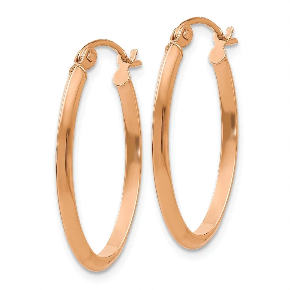 Tube Oval and Gold Rose for Polished Women Men Real Teens; 14kt and for Adults Earrings;