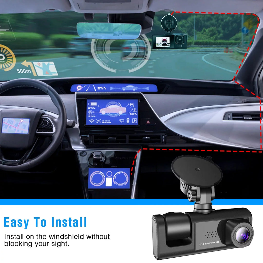 Car 3 Dashboard Video Driving Vision, G-Sensor, IR 3 Cam, Recorder, Dash 1080P Recorder, iMounTEK Camera Night Cam Dash Parking Way Front Camera Rear, Inside Mode and Triple DVR Backup Channel
