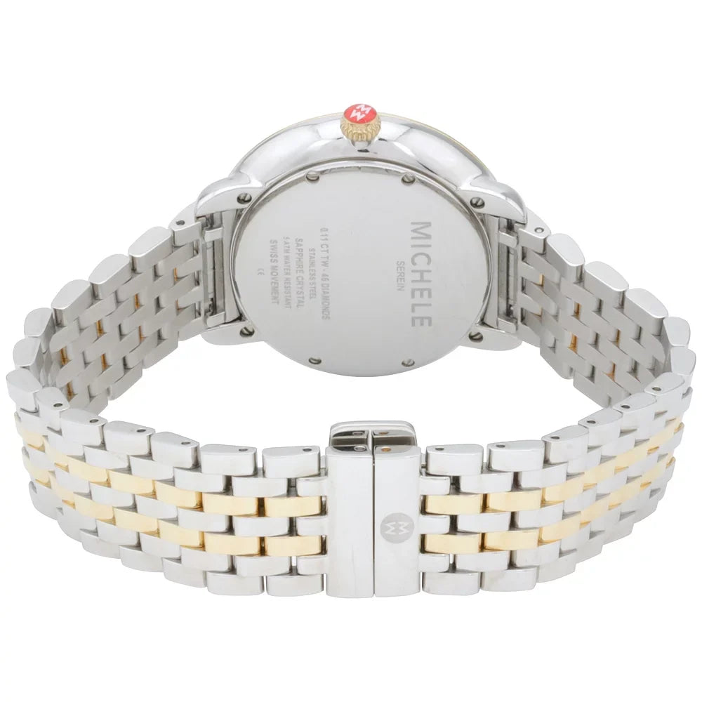 Mother of 2-Tone 46 Watch Women's Serein MWW21B000015 Michele Mid Diamonds Pearl