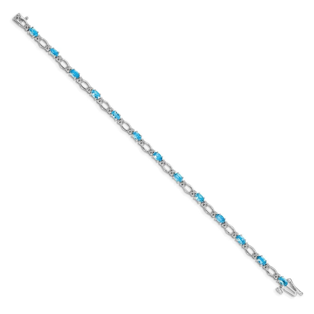Topaz QBM4491--010- Blue White Gold and Bracelet Diamond 14k