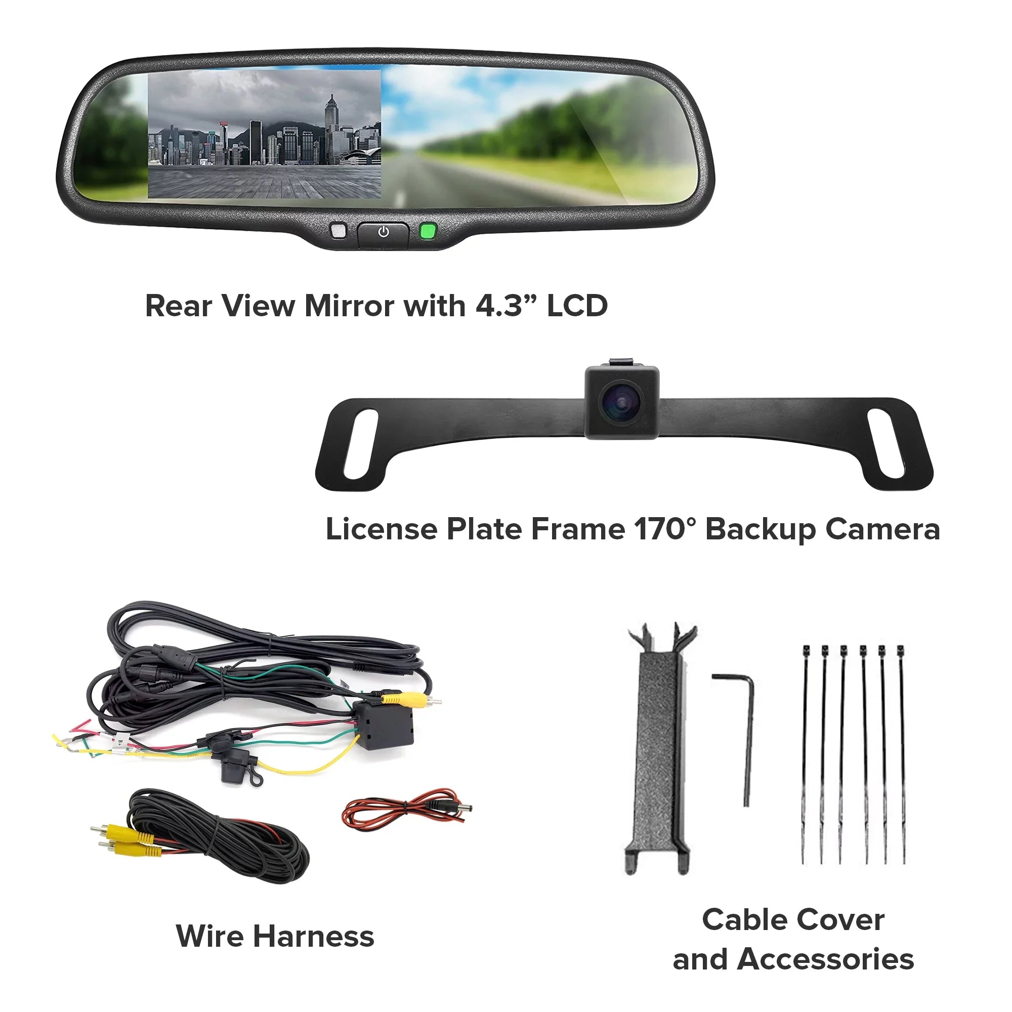 Car with 4.3” Screen Fit - + Camera Tailgaters View for 170° Moistureproof Universal Mirror Enhanced Backup Kit Rear Safety Master