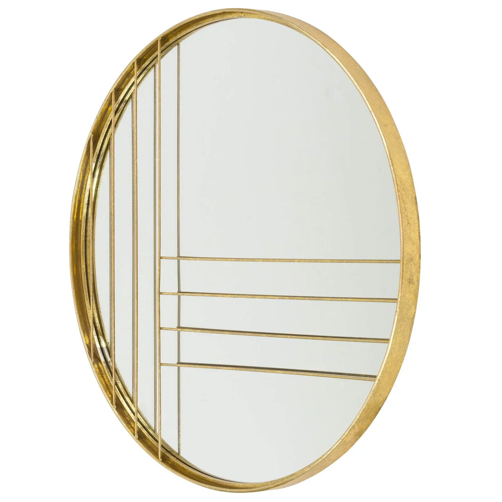 Accents Modern Damis Aspire Gold Home Leaf Round Wall Metal Mirror