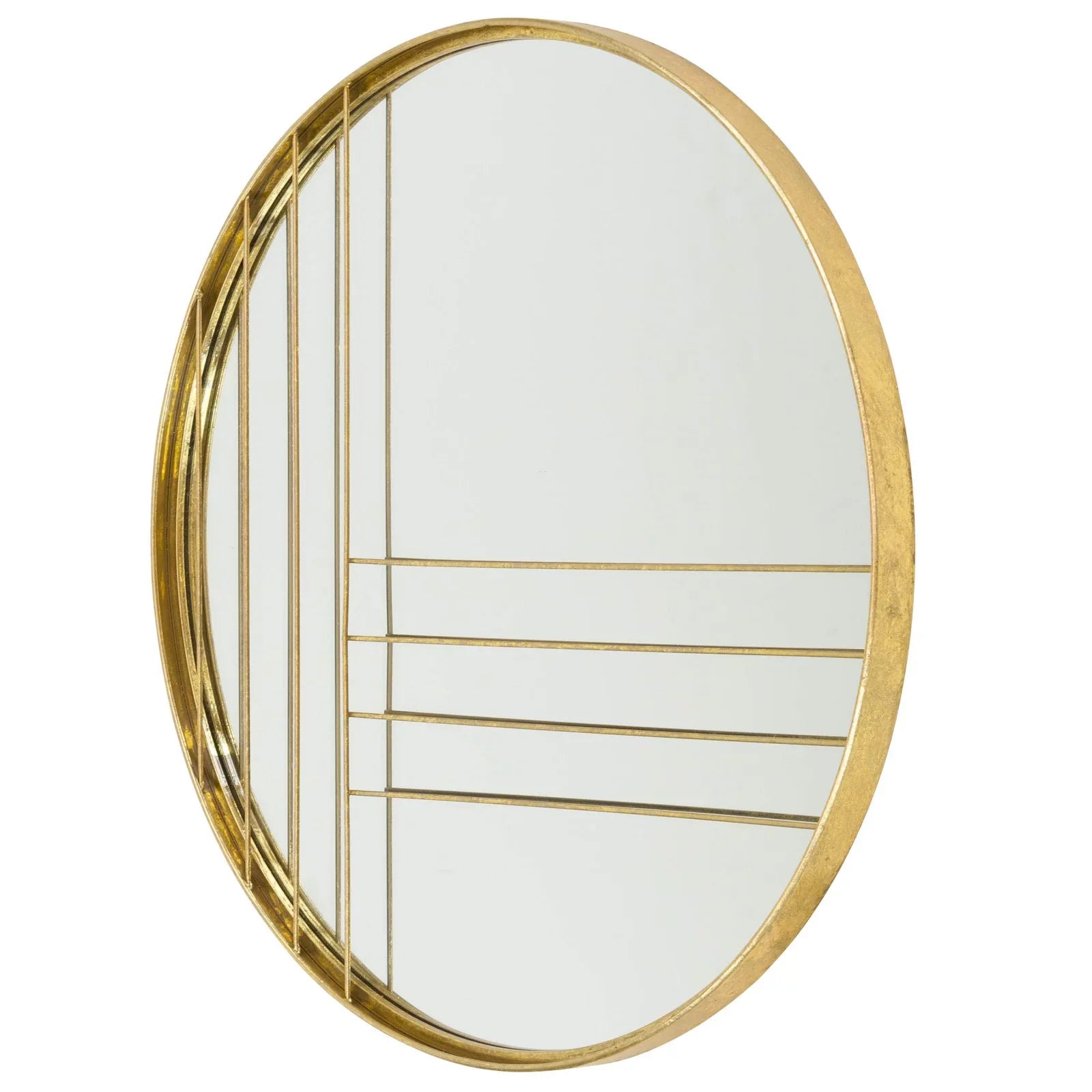 Accents Modern Damis Aspire Gold Home Leaf Round Wall Metal Mirror