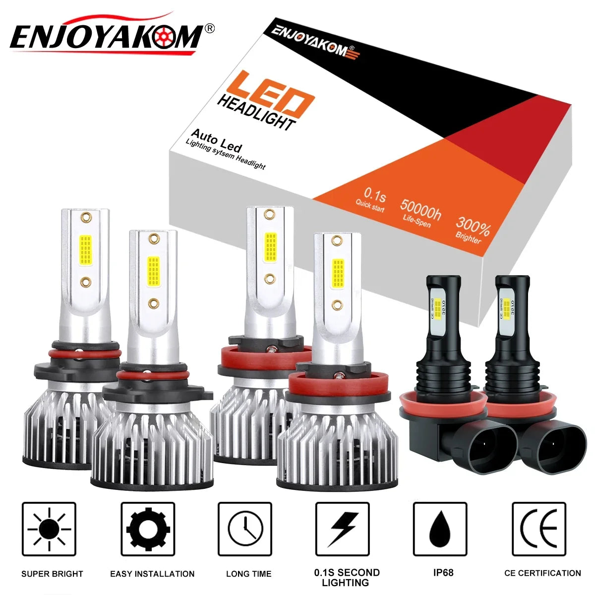 6pcs Light + 6000K 2013-2015, Bulbs Beam Low For Bulbs Mazda High H11 9005 -9 H11 Hedlight Fog