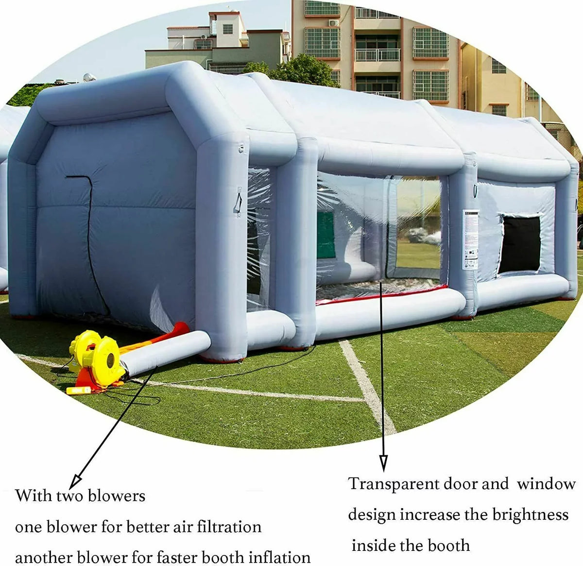 With Garage w/Blowers 2 Painting for WGIA Car Inflatable 28x15x10Ft Paint Booth Tent Car Blowers