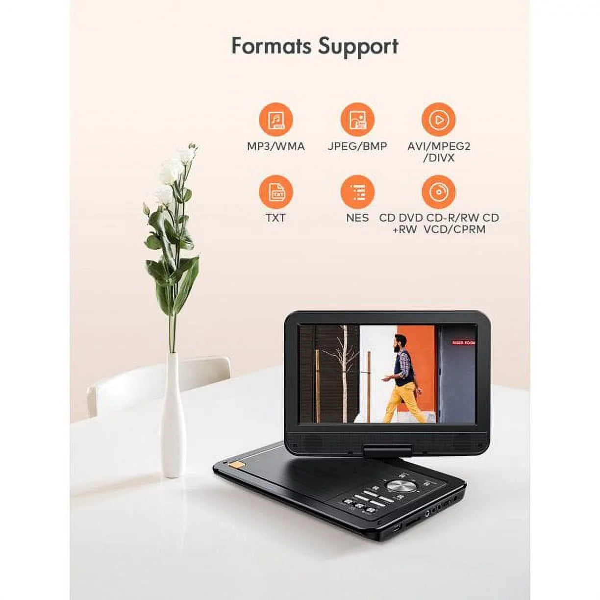 with Car, Portable 9.5" Yoton Hours Player and 4-6 Built-in Battery for Swivel Kids Screen, 7.5"