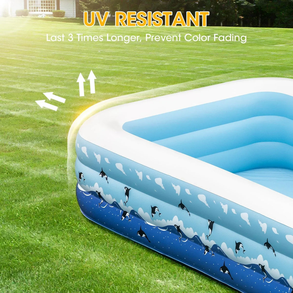 Inflatable Backyard with exterior Swimming 130"x72"x22" Home Ground Large Full-Sized Swimming Pump, Family Thickened for for Indoor Pools Blow Extra Inflatable Pool Pool Above Adults, Garden Up Lawn