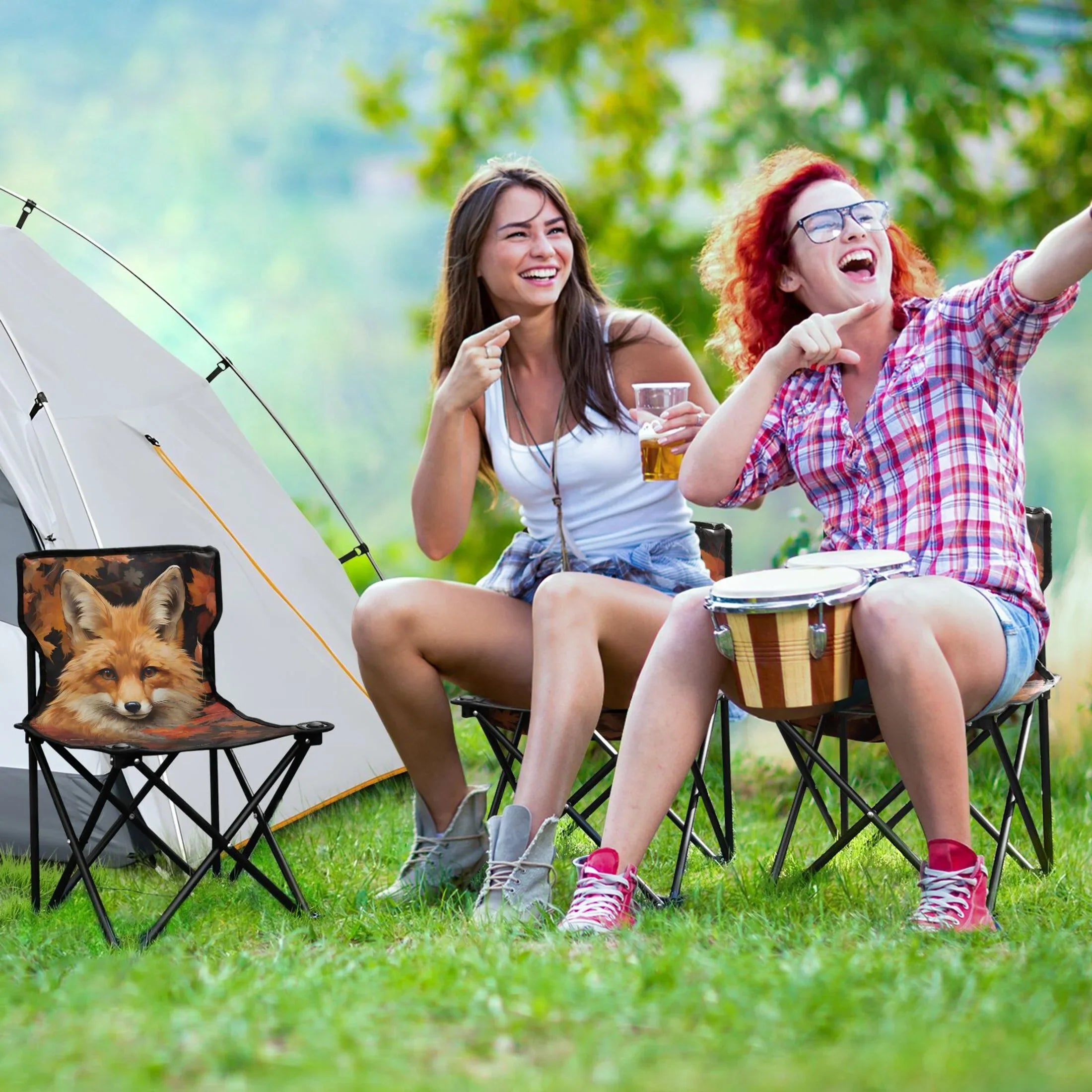Lawn Beach Fox Chair Autumn Leaves with Bag Fishing in Folding Chair to Chair Camping 220LBS Carry Support Portable Outdoor Chair